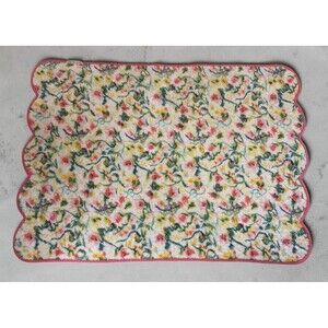 Vintage. D Porthault Paris Chardons Luzerne Quilted Bath Mat 100% Cotton